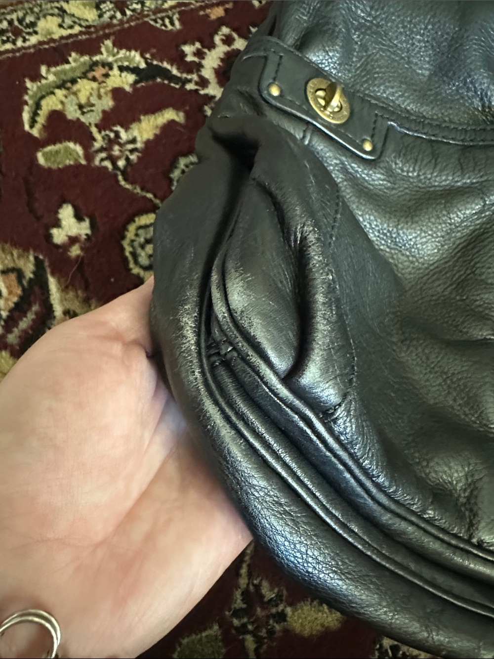 Marc Jacobs Black Leather Tote Handbag - Classic Women's Shoulder Bag - Picture 6 of 6